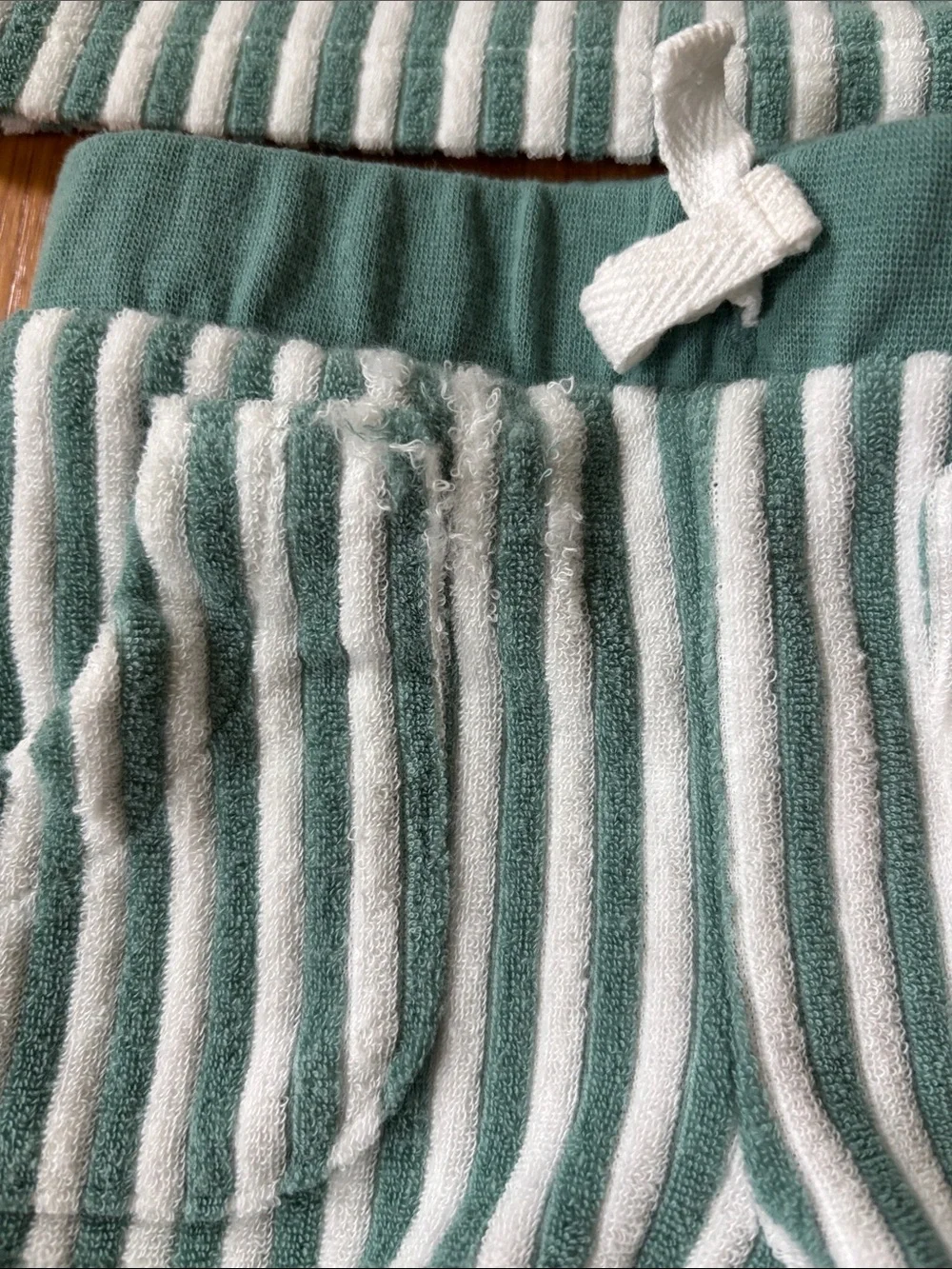 Petit Lem Green & White Striped Kids Pajama Set - Short Sleeve Top & Shorts